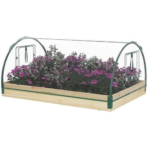 Mini Raised Garden Bed Planter Box Greenhouse Combo with Clear PVC
