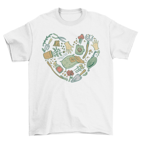 Garden tools heart t-shirt