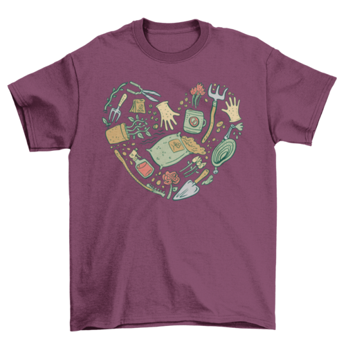 Garden tools heart t-shirt