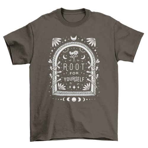 Inspirational Plants graphic tee Universe-quote "Root for yourself"