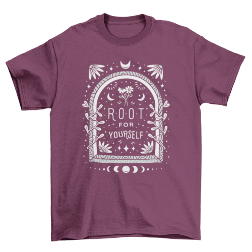 Inspirational Plants graphic tee Universe-quote "Root for yourself"