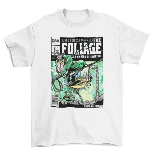 Epic Cool Fashion Superhero comic book Cover man swinging on vines