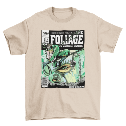 Epic Cool Fashion Superhero comic book Cover man swinging on vines