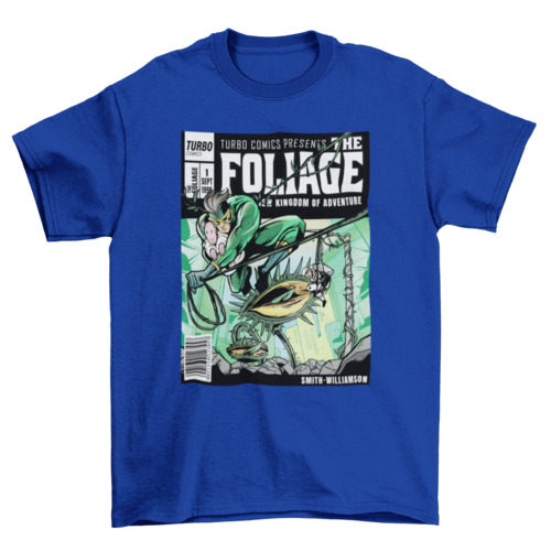 Epic Cool Fashion Superhero comic book Cover man swinging on vines