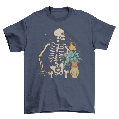 Skeleton watering plant t-shirt