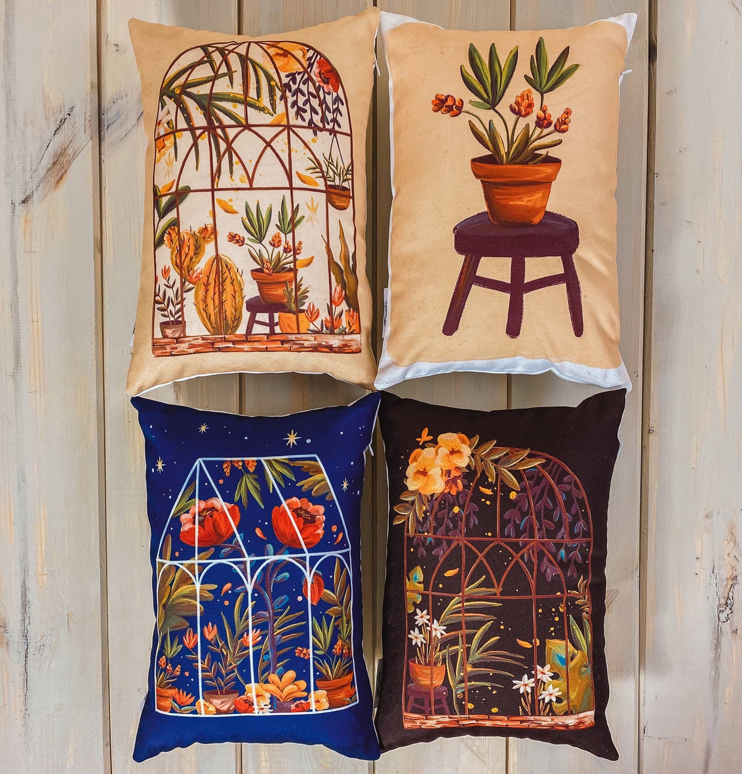 Brown Greenhouse Window | Pillow Cover | 12x18 | Greenhouse | Floral