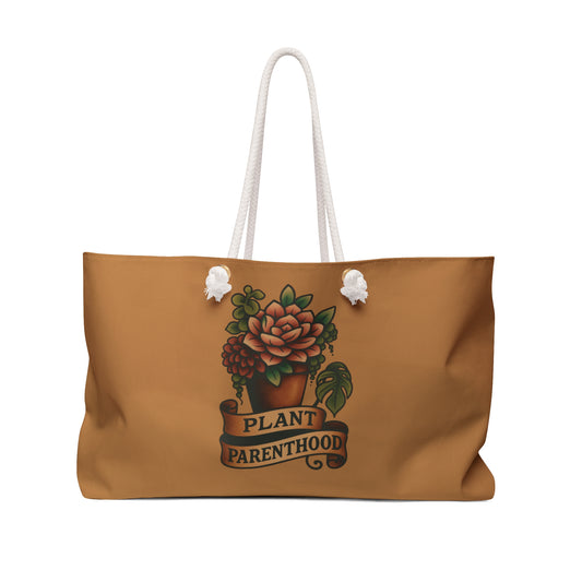 Plant Parenthood Succ. Weekender Bag, Eco-Friendly Tote, Travel Companion, Gift for Plant Lovers, Stylish Carry-All