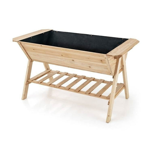 Farmhouse 2 Tier Large Outdoor Natural Wooden 5-ft Raised Garden Bed