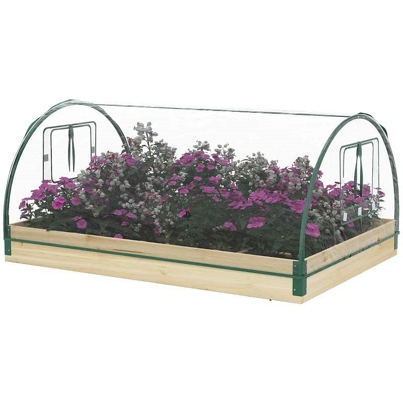 Mini Raised Garden Bed Planter Box Greenhouse Combo with Clear PVC