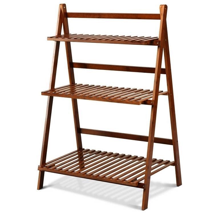 Farmhouse Indoor/Outdoor 3 Tier Folding Plant Stand Planter Shelving