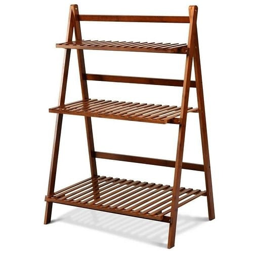 Farmhouse Indoor/Outdoor 3 Tier Folding Plant Stand Planter Shelving