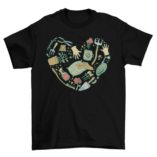 Garden tools heart t-shirt