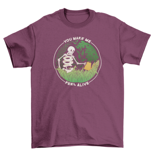 Skeleton watering plants t-shirt