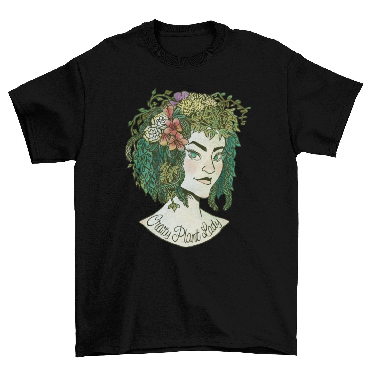 Medusa a woman with plant hair flowers plants nature t-shirt