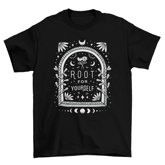 Inspirational Plants graphic tee  Universe-quote "Root for yourself"