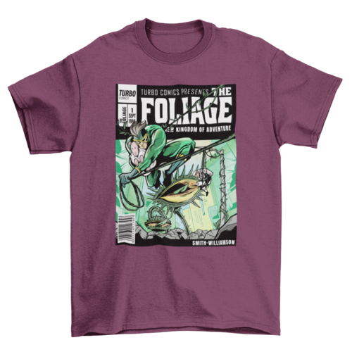 Epic Cool Fashion Superhero comic book Cover man swinging on vines