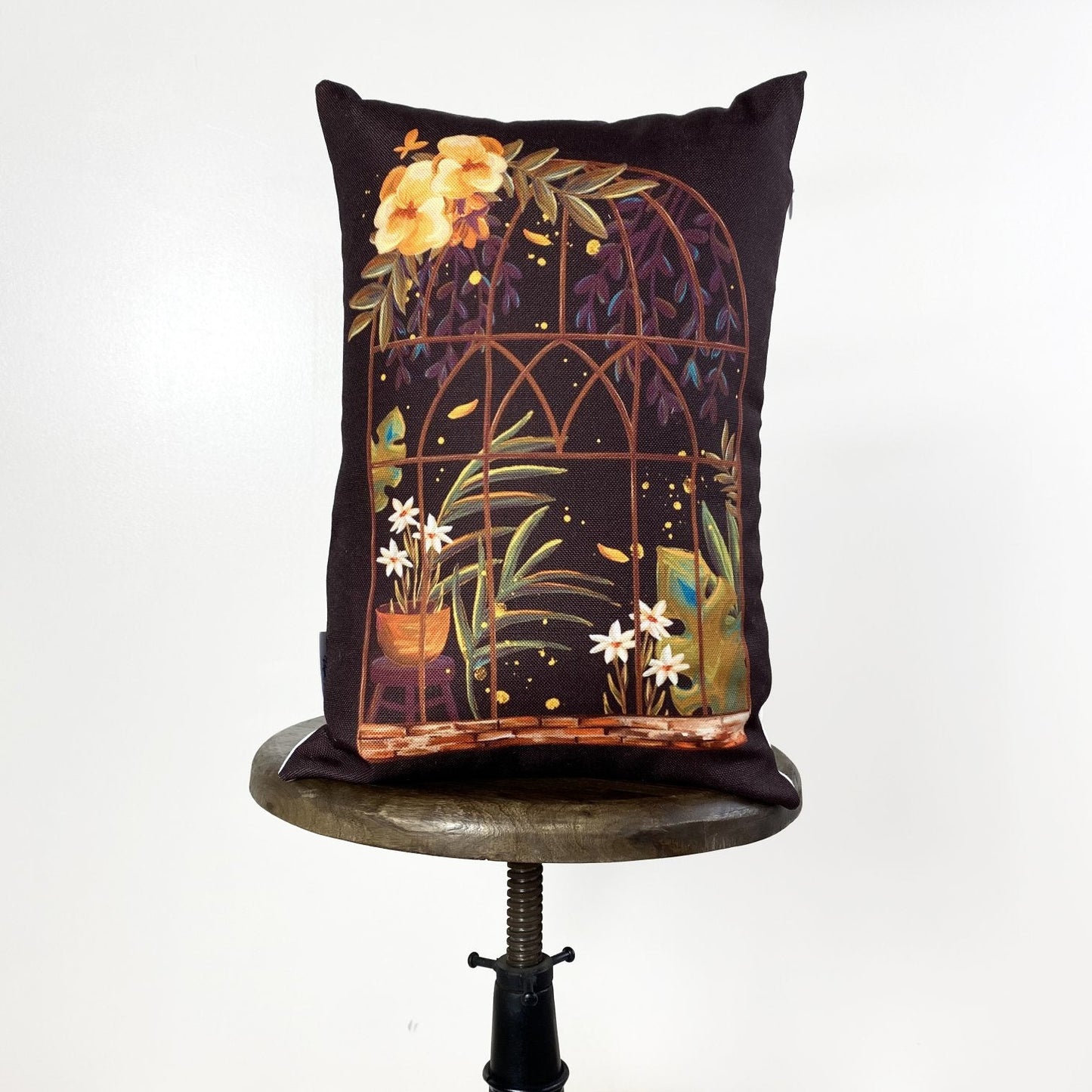 Brown Greenhouse Window | Pillow Cover | 12x18 | Greenhouse | Floral
