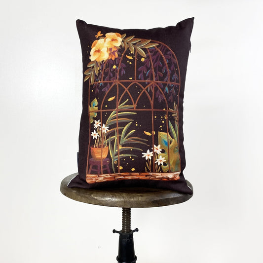 Brown Greenhouse Window | Pillow Cover | 12x18 | Greenhouse | Floral