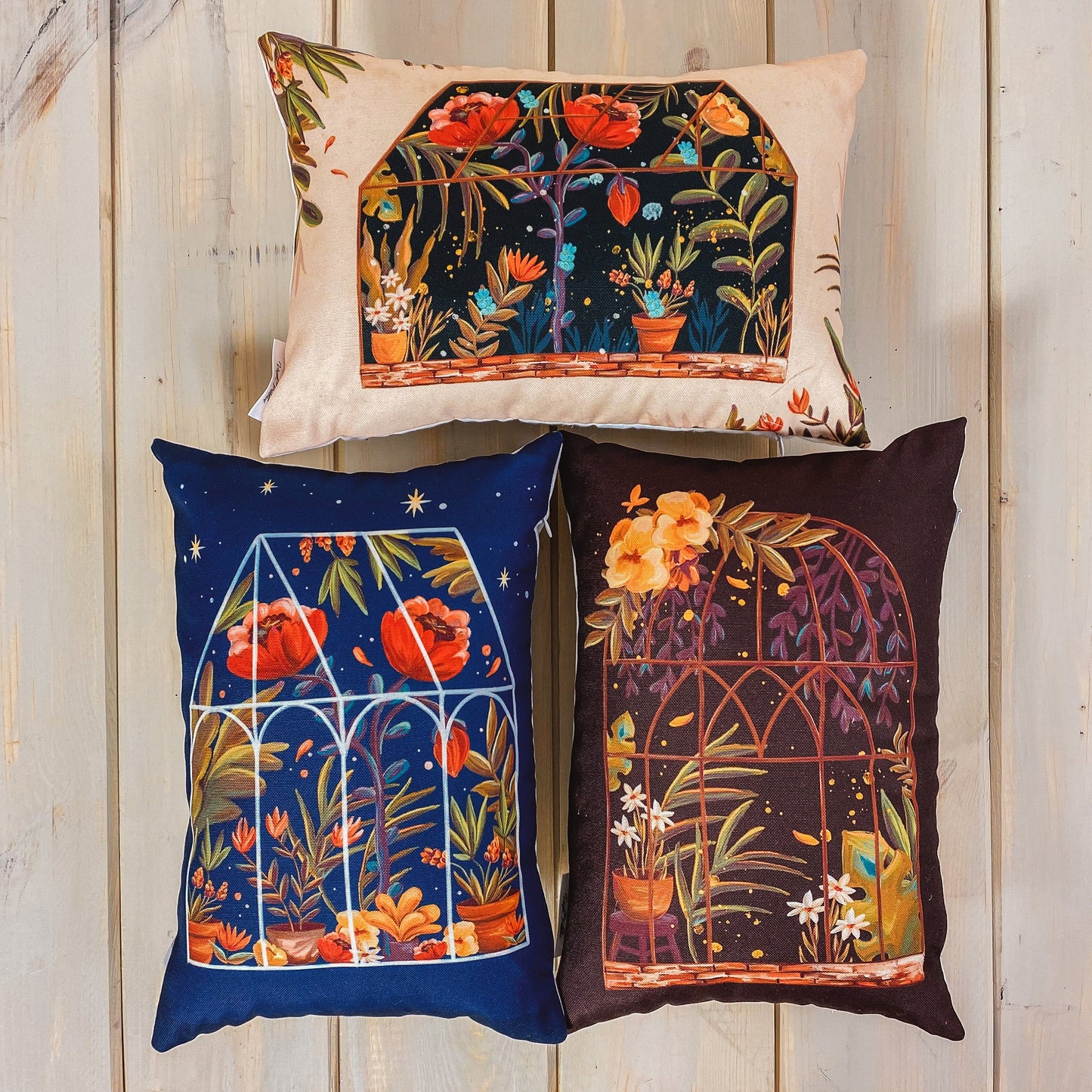 Brown Greenhouse Window | Pillow Cover | 12x18 | Greenhouse | Floral