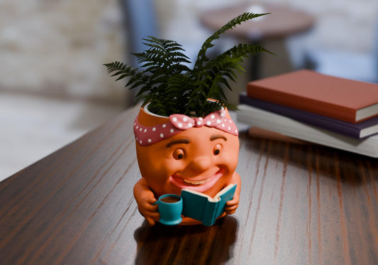 Cute Potted Plant Pot with Coffee Cup and Book | Potted Plant Cute |